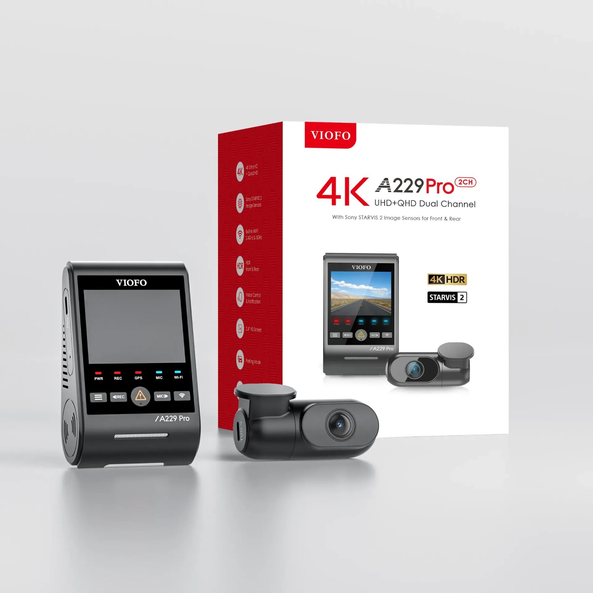 [A229PRO2CH + HK4 + BP100 + 128GB] EV VIOFO PACK [VIOFO A229PRO2CH + HK4 + BP100 + 128GB]
