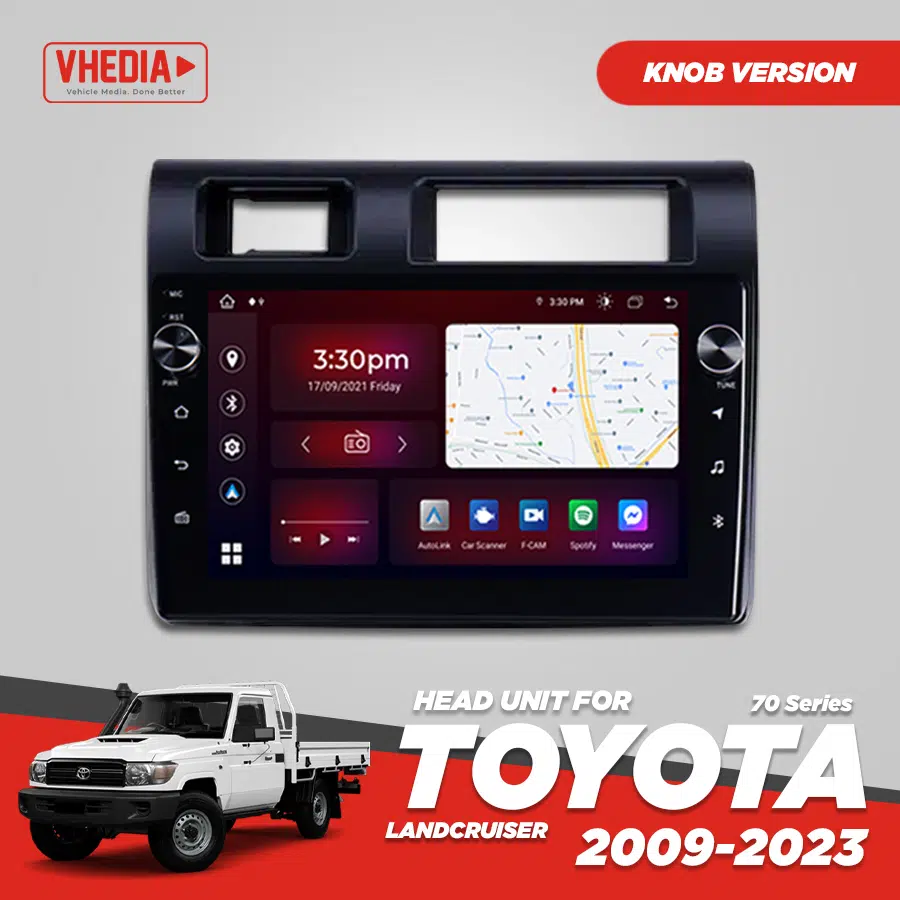 Vhedia Head Unit Suitable for Toyota 70 Series 2009-2023 – Dials